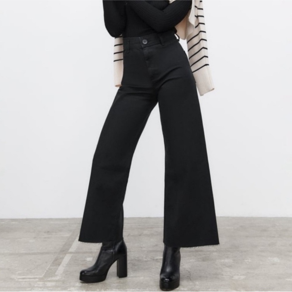 Zara Black High-Rise Wide Leg Jeans